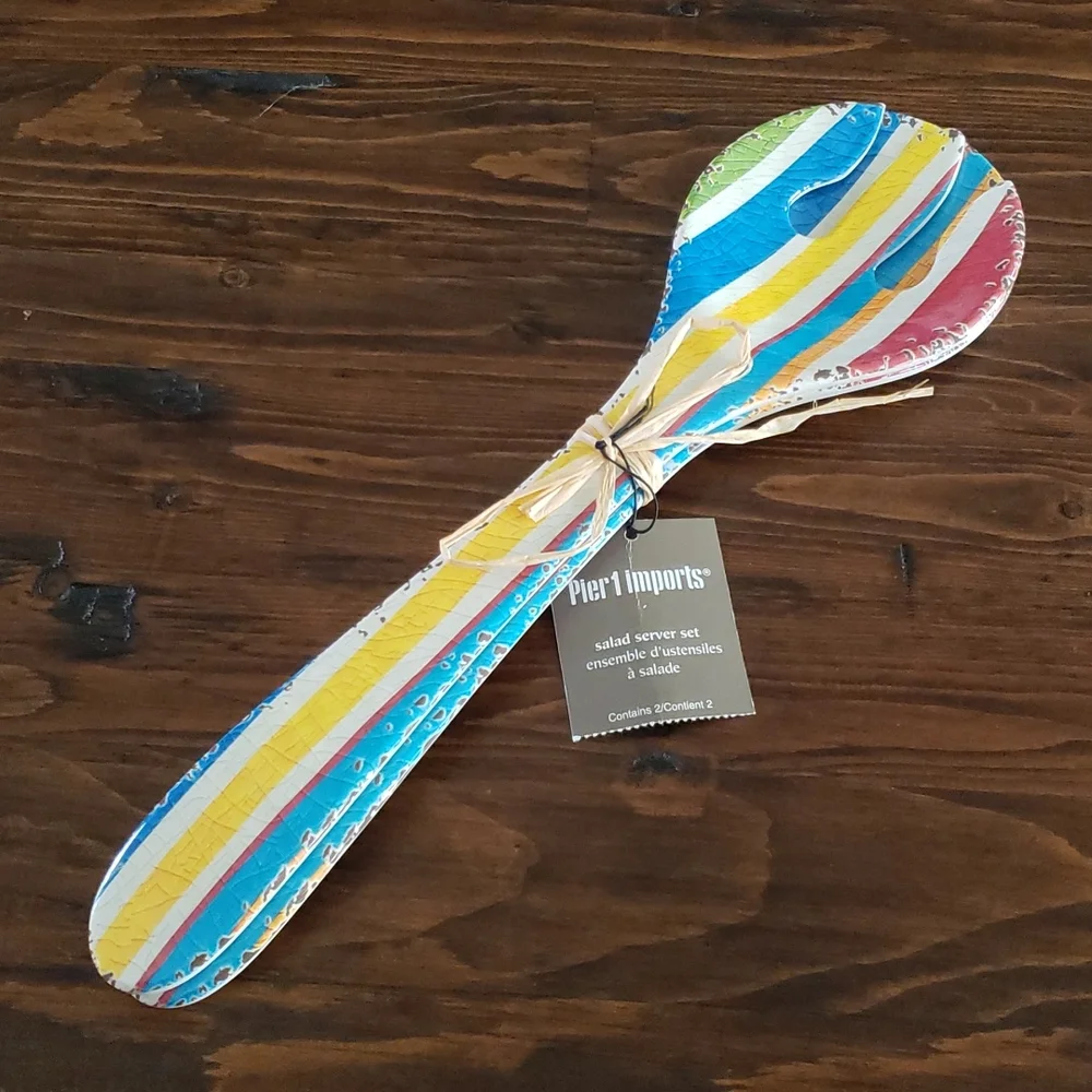 Pier 1 Imports Striped Salad Server Set